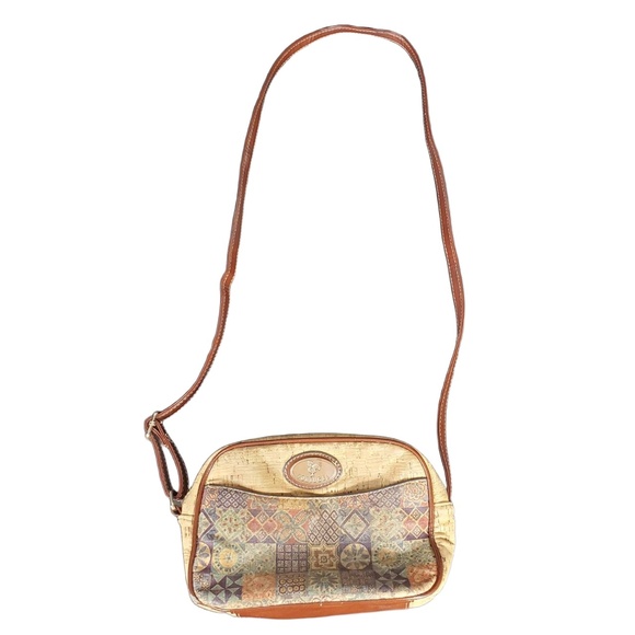 We Are Portugal Natural Cork Patchwork Crossbody Purse Brown Strap - Picture 10 of 10